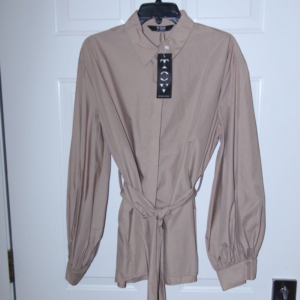❤️ $76 TOV Holy Los Angeles Cotton Button Up Bishop Sleeve Blouse; Sz 44 (US XL)